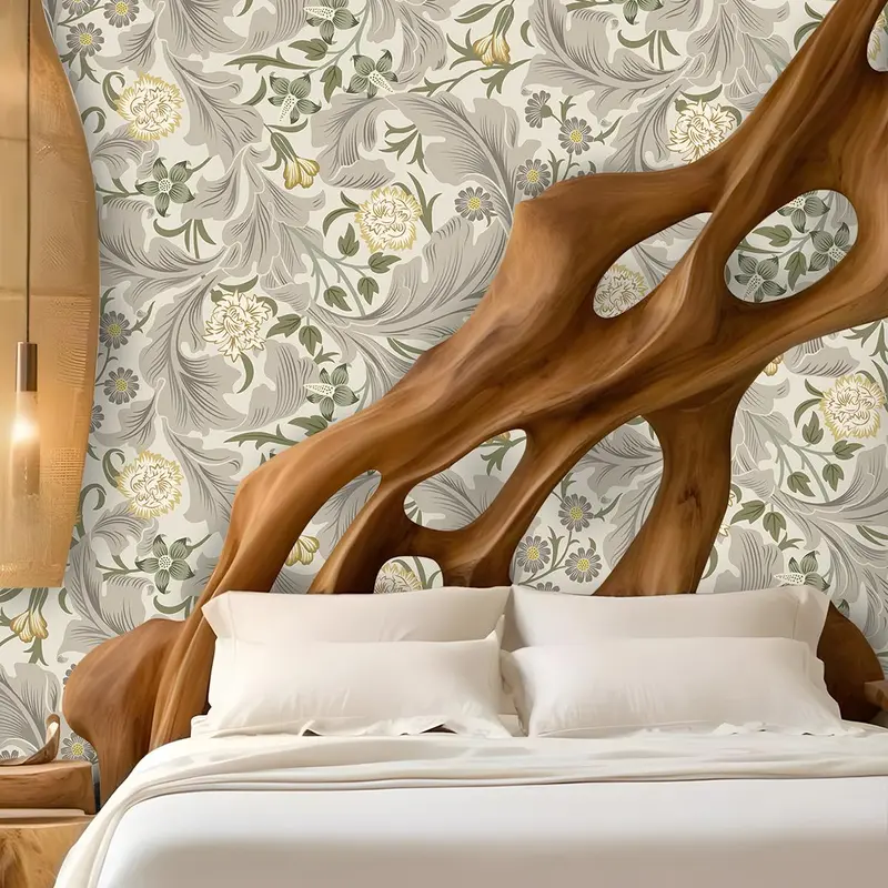 Vintage Floral Pattern Wallpaper, 1 Count Self-adhesive Wallpaper, Waterproof Wall Decor for Home Living Room Bedroom Study Room 2