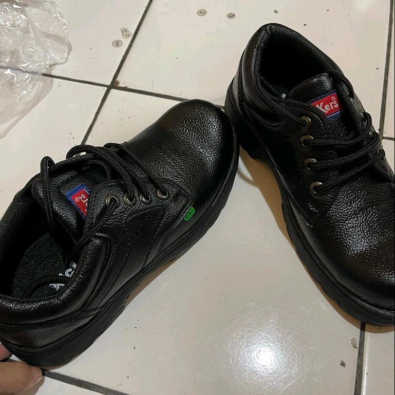 sepatu safety kicker tali pendek Leather Black Synthetics Brown 2