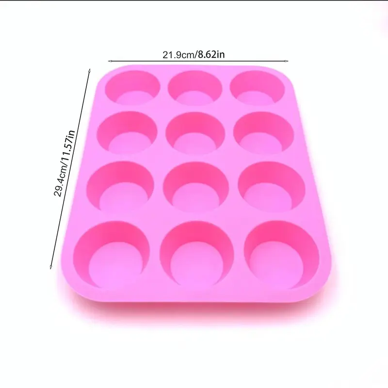 12-hole Silicone Baking Mold, 1 Count Non-stick Heat Resistant Baking Mould, Baking Tool for Cake, Muffin, Cupcake, Kitchen Supplies 4