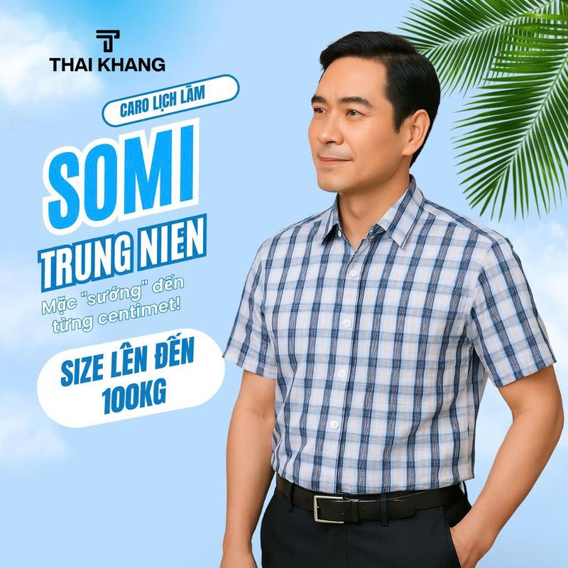 Áo sơ mi nam ngắn tay trung niên THÁI KHANG vải lụa co giãn mềm mịn form rộng classic ALUA11 Menswear Shirt Cổ Tròn