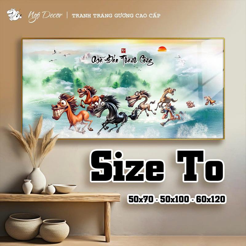 Tranh vô tri MÃ ĐÁO THÀNH CÔNG - MÃI DÉLL THÀNH CÔNG ngựa chế hài hước, Treo tường, Tranh gỗ tráng gương bo viền, Tặng phụ kiện, Nhiều kích thước - MẪU 3