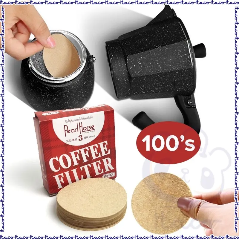 Kertas Penapis Periuk Moka, UNTUK Mutiara, 100pcs (56mm / 60mm), Kertas Penapis Espresso Kopi Tidak Diluntur, Sesuai untuk Tiga / Enam Orang, Kapasiti 150ml / 300ml, Sesuai untuk Mocha Pot Kitchenware Filter