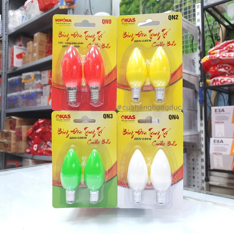 Bộ 2 bóng đèn LED quả nhót màu đỏ, màu xanh lá, màu vàng, màu trắng, đèn thờ SOPOKA