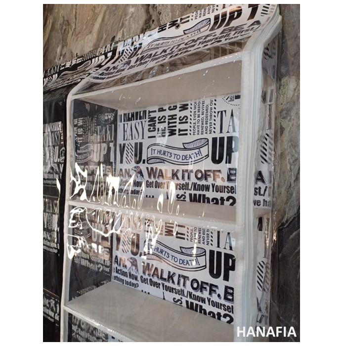 Limited edition! Rak tas gantung jumbo motif estetik bahan frint 3D rak tas motif wallpaper koran / rak tertutup alas triplek mika tebal / rak gantung jumbo spon frint 3D 2