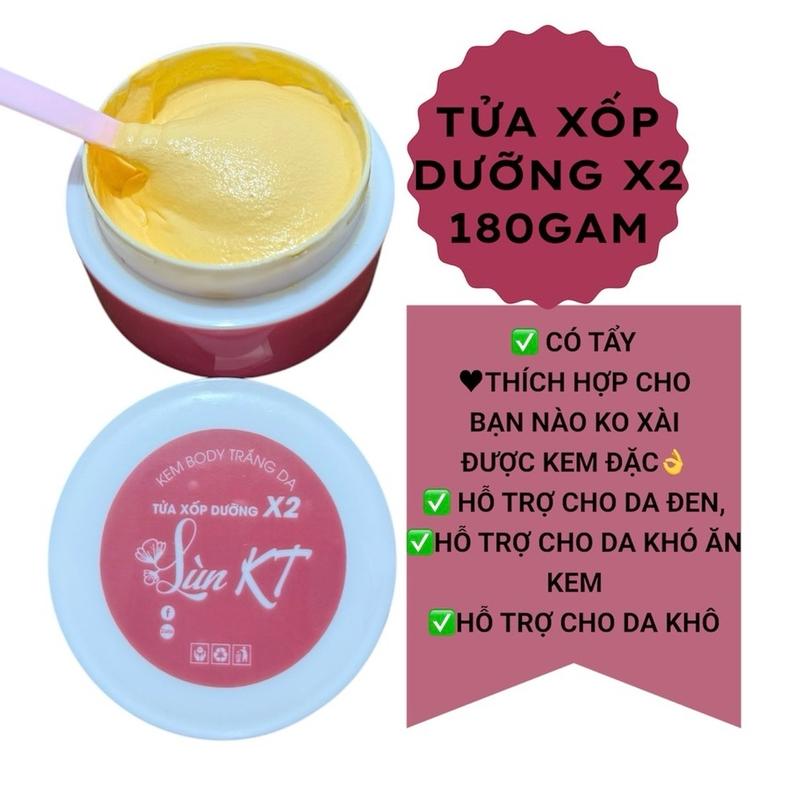 180GAM KEM BODY TỬA XỐP DƯỠNG X2 LÙN KT ( CÓ TẨY ) DÀNH CHO DA KHÔ - KHÓ ĂN KEM ( BAO BÌ MỚI )  Làm Đẹp Da