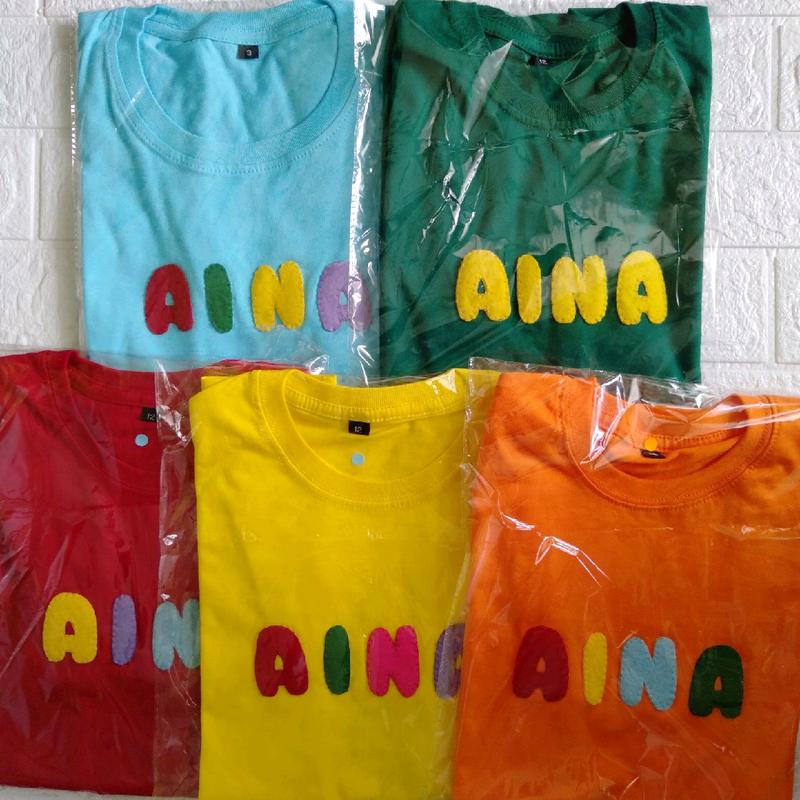 kaos nama anak bahan Katun kombad adem untuk anak laki-laki dan perempuan usia 0-13 tahun lengan pendek 4