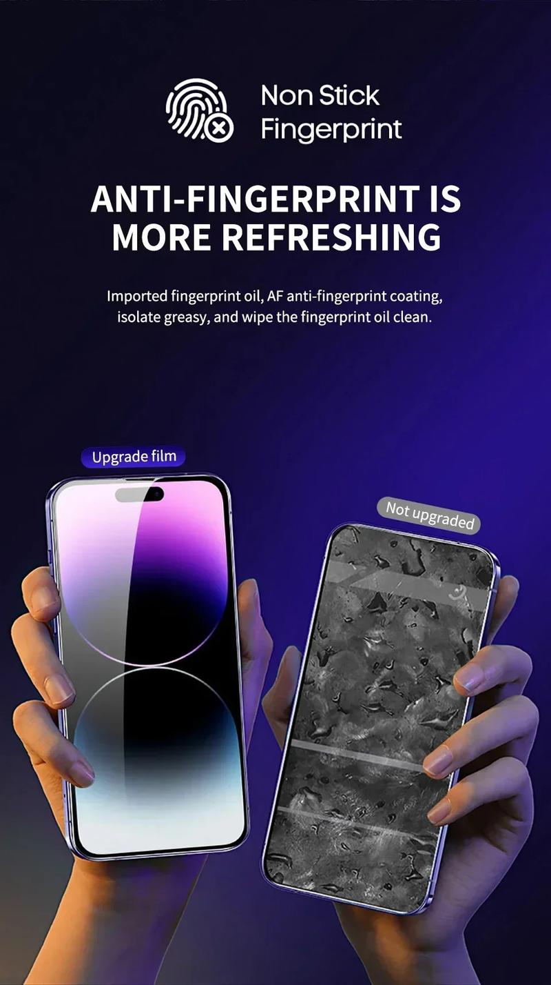 Product Introduction of 1-2Pc Oleophobic Coating Dust Free Easy Installation Screen Protector for IPhone 13 11 12 14 15 Pro Max Mini XR 16 15 Plus Glass 11