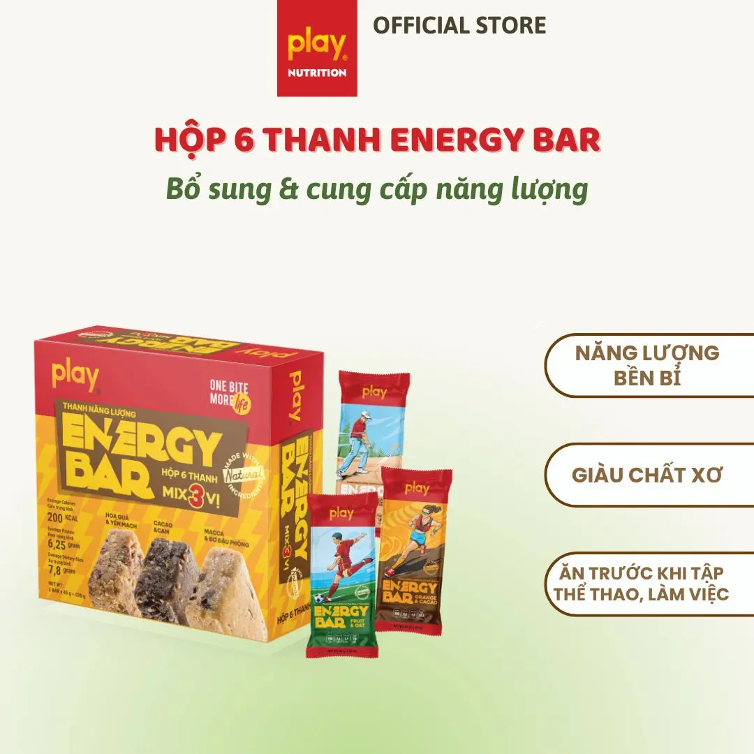 Hộp 6 Thanh Năng Lượng PLAY 2.0 - Bổ sung năng lượng và dinh dưỡng khi luyện tập, thi đấu
