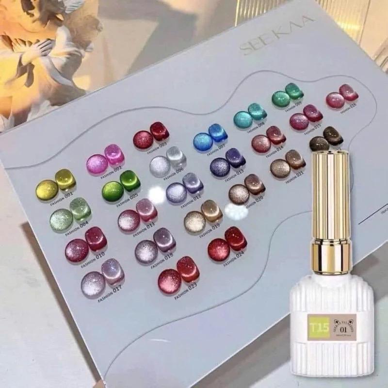￼Set sơn gel mắt mèo 9D Seeka 24 màu [Tặng kèm bảng màu y hình ]