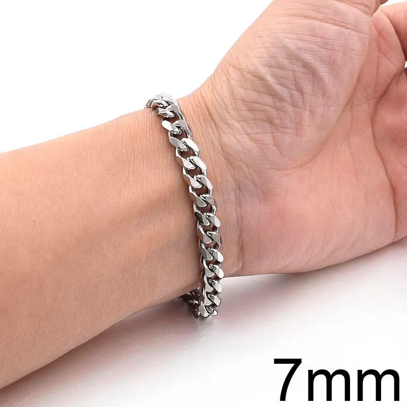 Vòng Tay Nam Dây Chuyền Xích Hợp Xu hướng Hàng Mới Về, Phong Cách Cổ Điển, Dây Chuyền Rộng 3 / 5 / 7 / 9Mm, Thích Hợp Cho Nam Và Nữ, Tuyệt Vời Làm Quà Tặng 7