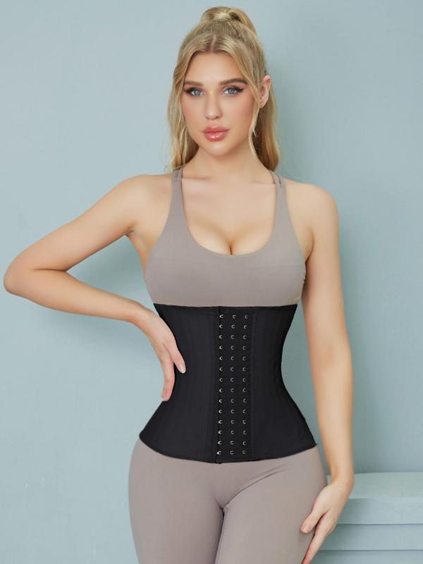 Women's Solid Hook & Eye Steel Boned Compression Shapewear Waist Trainer, Lady Comfort Tummy Control Corset Shaper, Waist Cincher for Women, Slimming Shaper 2