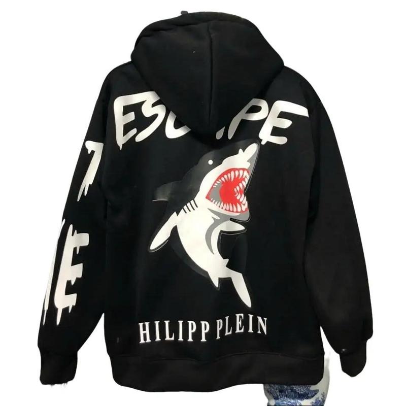 Áo Khóa Kéo Philip  Cá mập  In Sơn Logo Sắt Chất Nỉ Cao Cấp Mẫu Mới  Hot Trend 2024 .Áo Nỉ Chất Cho Ae Cháy Phố Menswear Hoodie Dài Tay