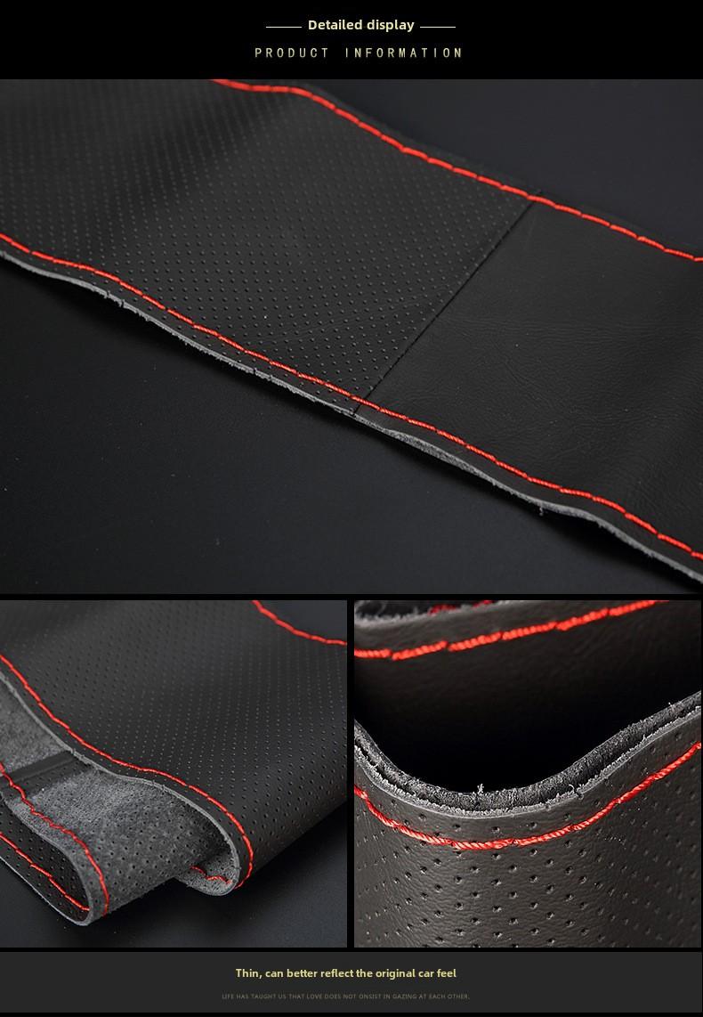Product Introduction of Hand Shears Leather Steering Wheel Cover Leather Layer Handle Cover Non-Slip Breathable Car Supplies 11