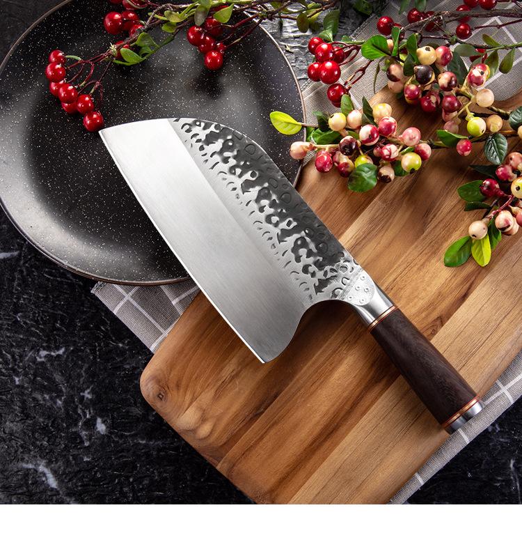 Product Introduction of Longquan Forging Kitchen Knife Cutting and Chopping Chicken Fish Steel Head Hammer Pattern Knife Used in Kitchen Household Slice Kitchen Knife Stainless Carbon Steel 0