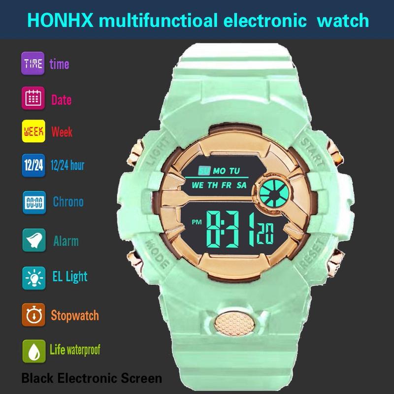 Product Introduction of Đồng Hồ Đeo Tay Thể Thao Reloj Cho Nam, Thời Trang Mới, Màn Hình Điện Tử, Không Thấm Nước, Lcd, Kỹ Thuật Số, Đồng Hồ Bấm Giờ, Ngày Tháng, Cao Su 24