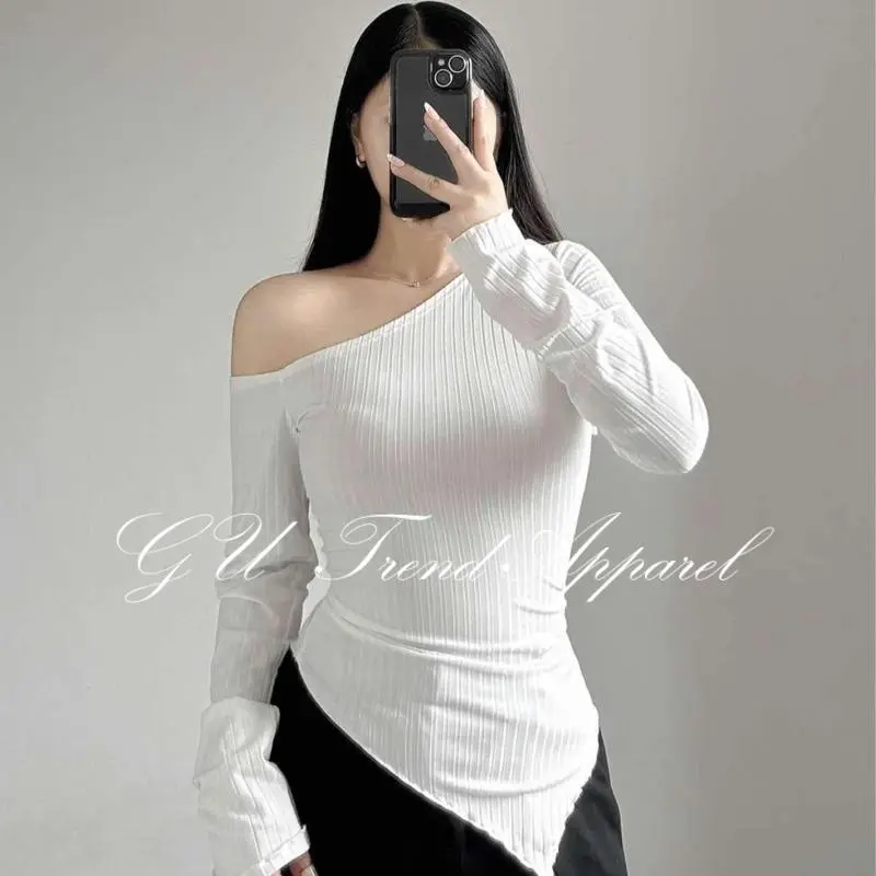 Magic Pearlene Asymmetrical  Basic Knitted Longsleeve for Women - Women's Knitwear - Womenswear Tops Lingerie