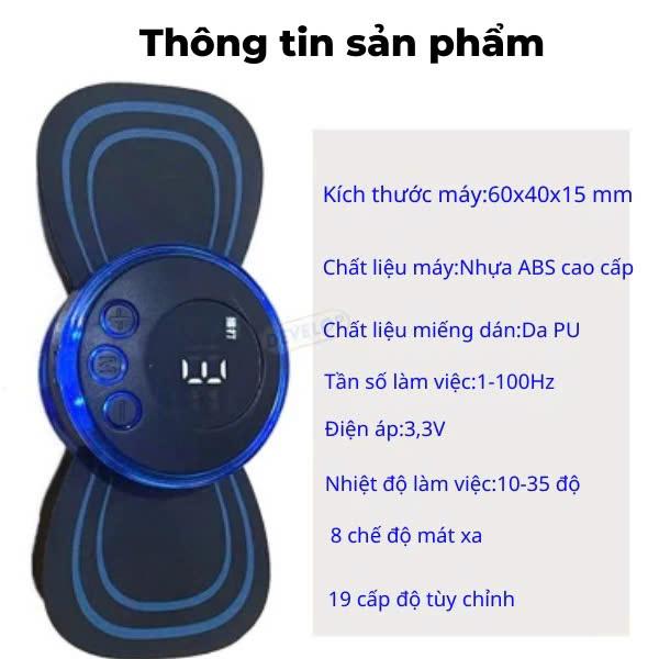 Combo 3 Máy massage MIni kèm miếng dán máy xa cổ vai gáy, 8 chế độ-19 chế độ tiện dụng, đa năng