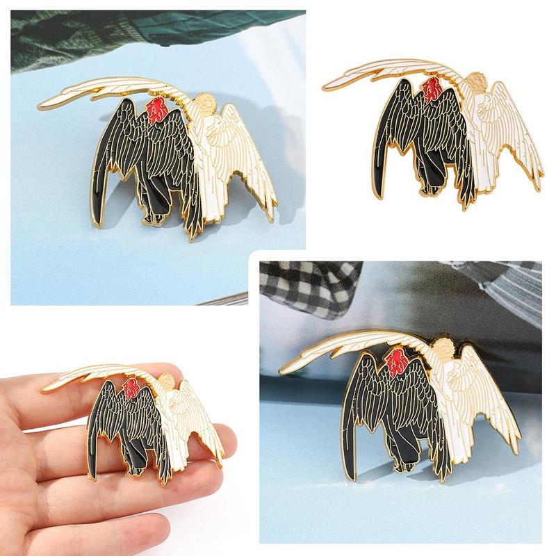 Product Introduction of Hard Metal Pin Black And White Angel Series Cartoon Couple Brooch Angel & Demon Angel Demon Badge Accessories 24