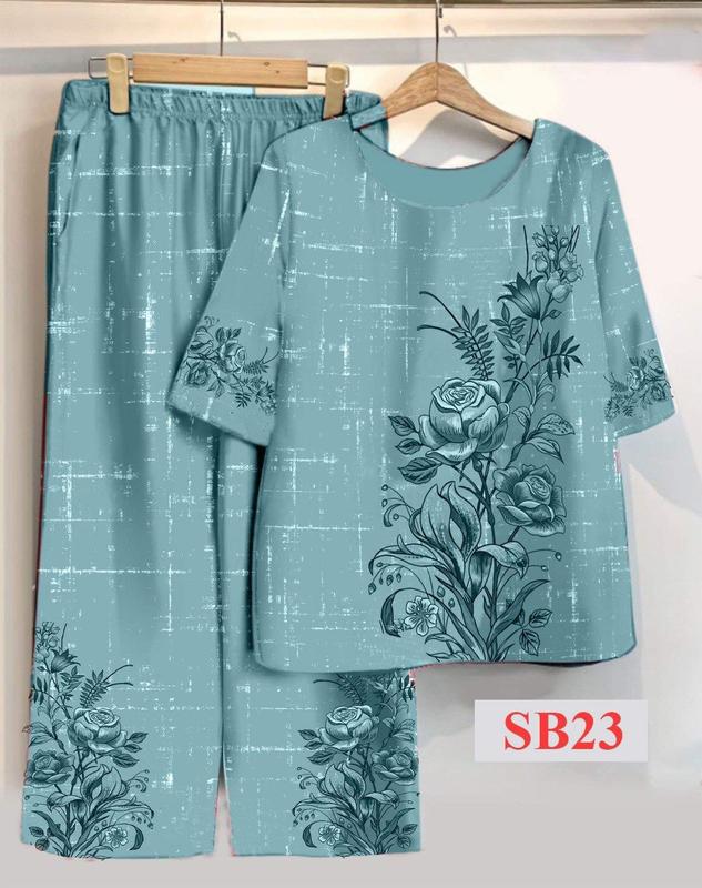 B3- ĐỒ BỘ LỤA PHÁP CAO CẤP CHO MẸ CHO BÀ mặc nhà đi chơi du lịch... Đủ size 40-85 ký ạ Áo Top Nhung Sen Voi Quần Nữ Women Hoa Sen