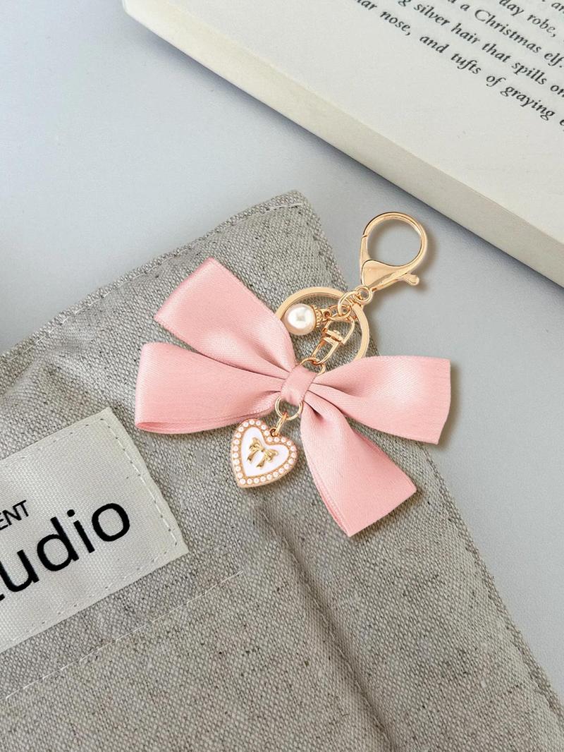 Product Introduction of Cute Bow & Heart Decor Keychain, Fashionable Keychain for Women & Girls, Trendy All-match Keychain for Birthday Gift 0