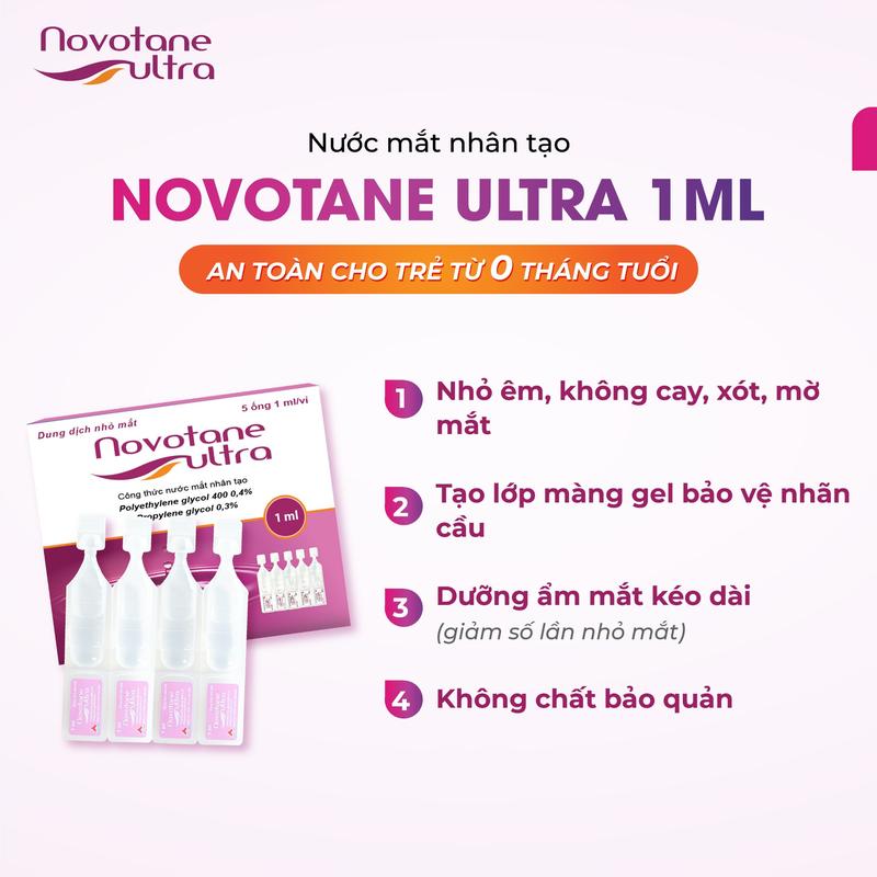Vỉ Nước Nhỏ Mắt Nhân Tạo Cho Trẻ Em Novotane Ultra 1ml thuốc nhỏ nước mắt