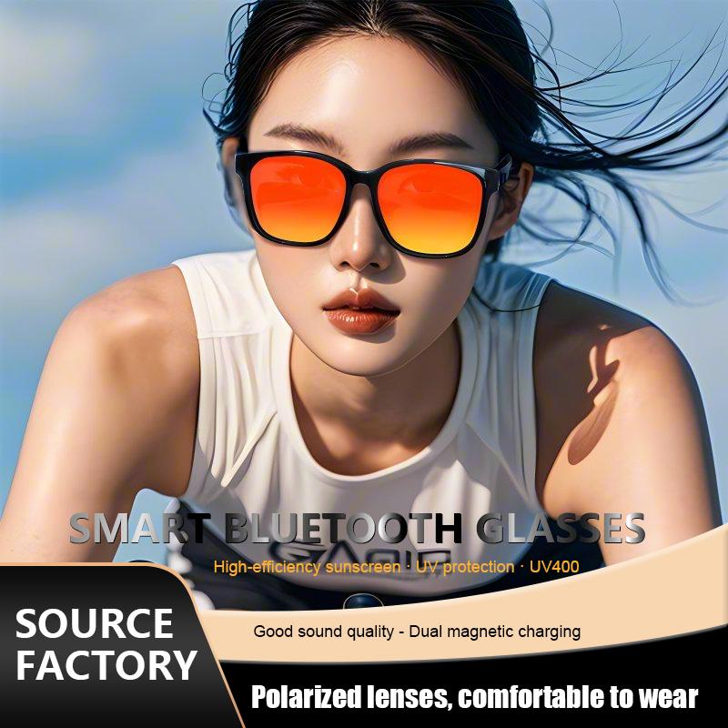 COD Quick Send New GS08 Smart Glasses for Men 2 in 1 UV Protection Portable Polarized Anti-blue Light Black Frame White Lenses Music Sunglasses 1