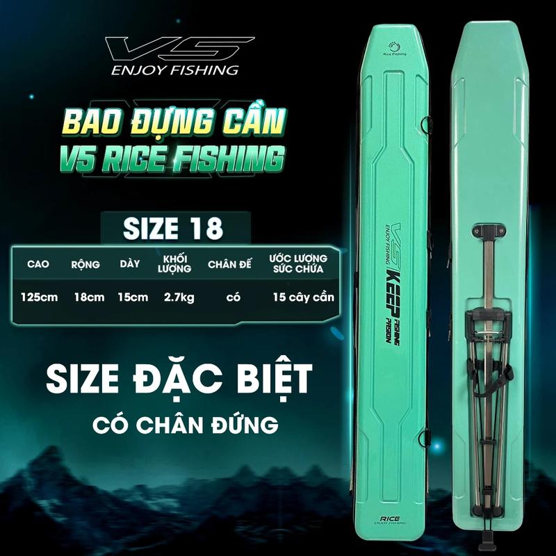 [ Size 18 cm có chân ] Bao dựng cần câu V5 Rice Fishing cứng cáp chất liệu PC + ABS chuyên đựng phụ kiện câu cá thể thao TC-22