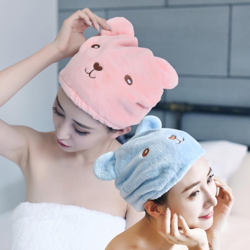 Mũ Trùm Đầu Ủ Tóc Thấm Hút Làm Khô Tóc Nhanh Sau Khi Tắm Hình Gấu Xinh Xắn Chất Liệu Vải Nhung Dày Dặn, Mềm, Mịn Khăn Tắm Nhà Tắm khăn mochi 4