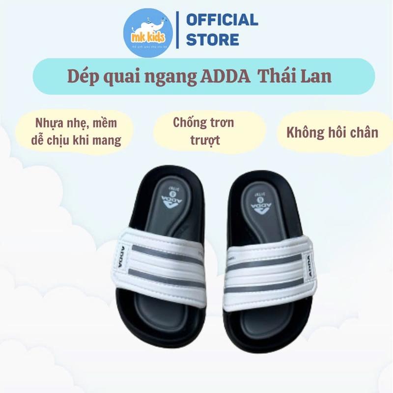 Dép lê ADDA Thái Lan Quang Ngang cho Trẻ Em Bé Trai Bé Gái - êm nhẹ, độ đàn hồi tốt, không hôi chân, bền bỉ, mũi tròn, quai dán tiện lợi-Form nhỏ tăng 1 size so với form chuẩn