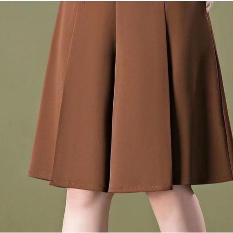 Quần ống rộng 6 NÚT culottes lưng thun sau giả váy LỬNG Nữ Women Ong Pants[GV] 2