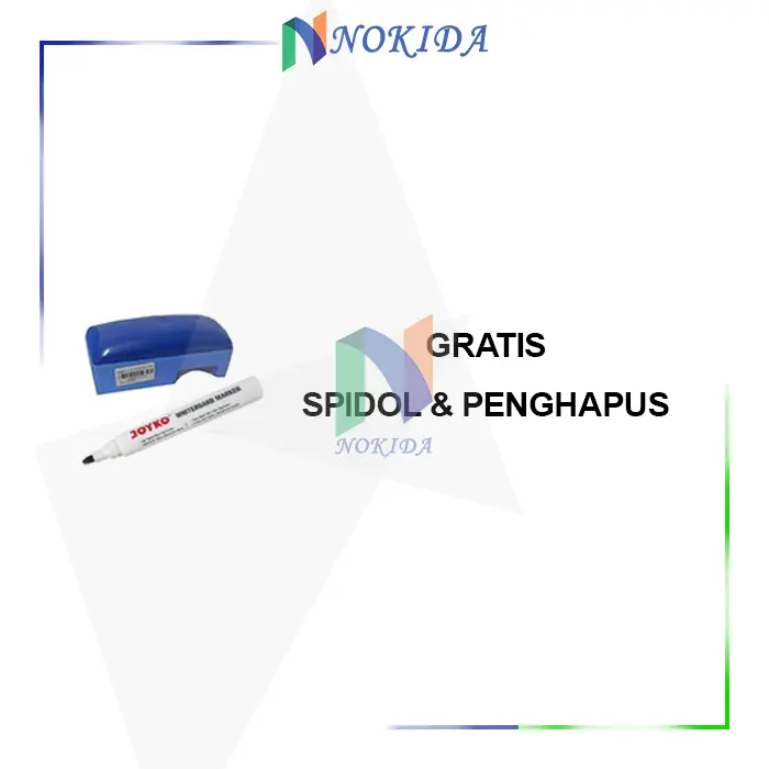 Nokida Papan Tulis Whiteboard [30 x 50 cm] / White Board Belajar Sekolah Anak / Paket Spidol Penghapus Alat Tulis Papan Putih 1