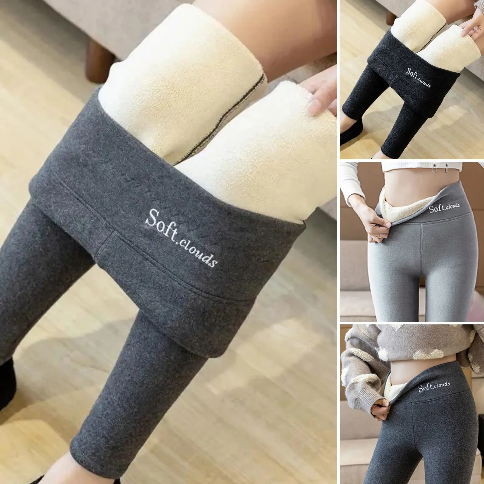Quần Legging Lót Lông Cừu Co Giãn Tốt Cho Nữ, Cạp Cao, Màu Trơn, Quần Bút Chì Giữ Nhiệt Cho Mùa Thu Và Mùa Đông, Để Mặc Hàng Ngày