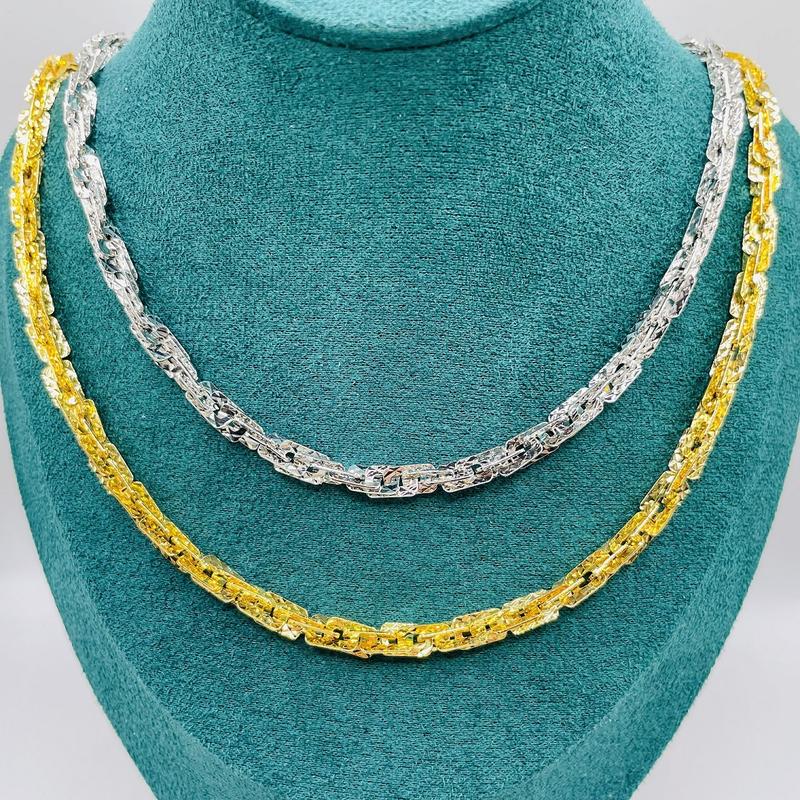 Dây chuyền xoắn titan, Vòng cổ titan xoắn vuông màu vàng hoặc trắng dày 5 li, TRANGSUCMOILUATUOI.RIN