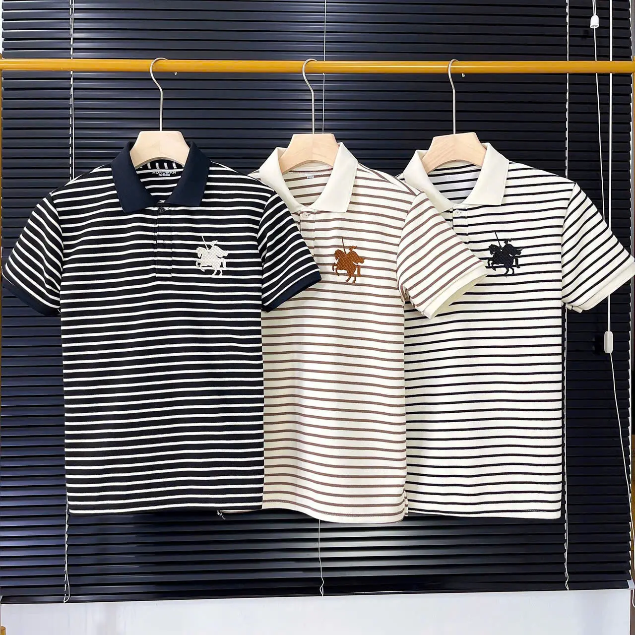Áo thun polo nam thêu họa tiết trước ngực  chất cotton tổ ong mềm mịn viền tay trẻ trung năng động Menswear Ngắn Tay Tre Cộc Tay Có Cổ
