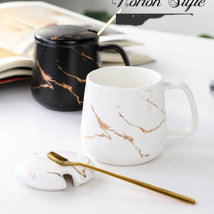 Bakindo Nordic Coffee Glass Mug Gelas Kopi Teh Keramik Marble Pattern Marble Mug Gift Box Gelas Marble Tutup Hampers Glass Marble 7