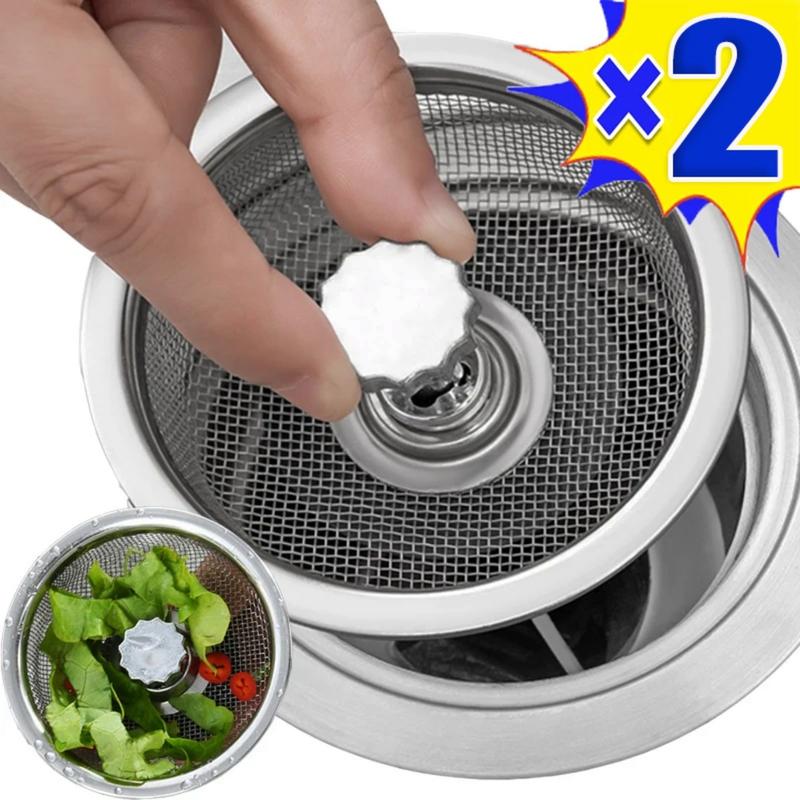 1/2Pcs Sink Filter Stainless Steel Anti-blocking Sink Sewer Strainers ...