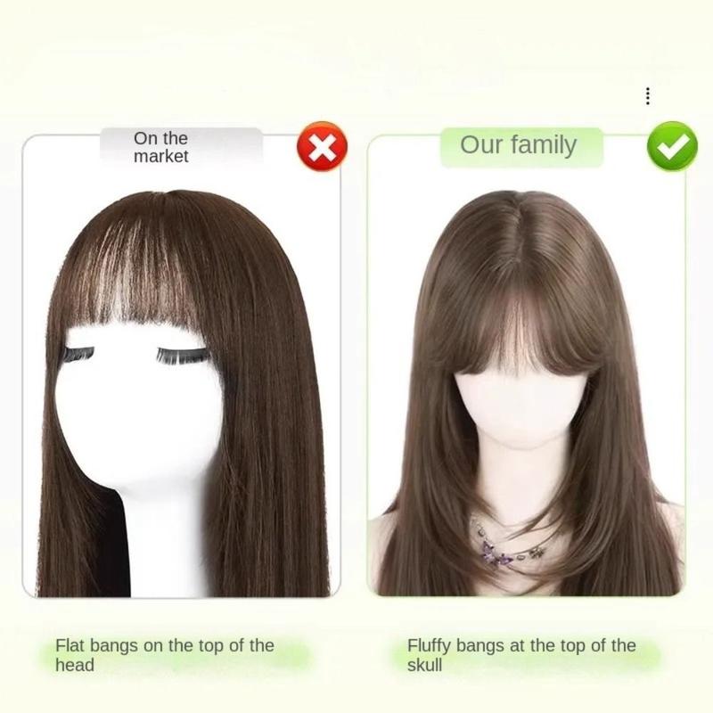 Product Introduction of Cute Cosplay Synthetic Wig with Bangs Harajuku Heat Resistant Long Straight Hair Breathable Halloween Women Layered Wigs Summer 11
