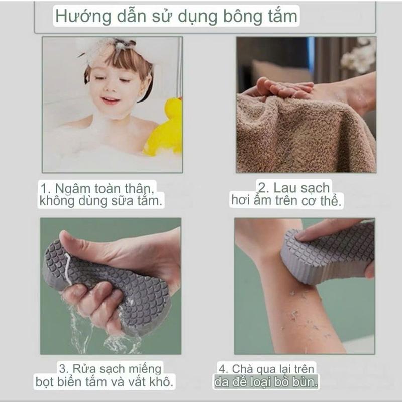 Bông tắm tẩy tế bào chết, bọt biển tẩy tế bào chết kì ghét làm sạch cho làn da sáng mịn - LT Grocery Bàn Chải miếng 7