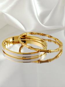 2pcs/set Women's Street Trend Bamboo Joint Design Bangles Bracelets, Trendy All-match Bangles, Fashionable Jewelry As Birthday Gift for Friends