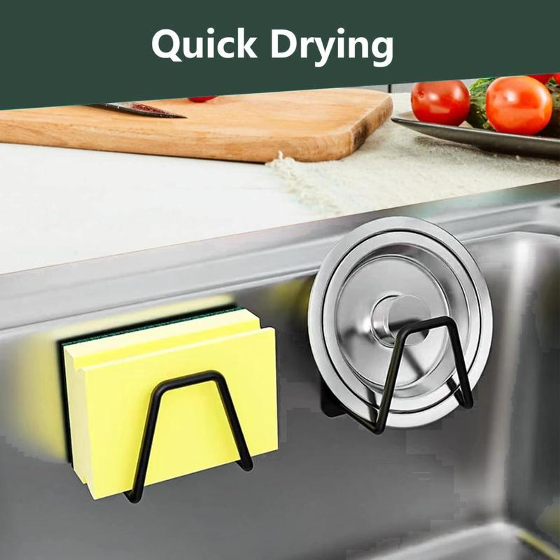 Product Introduction of Kitchen Sink Sponge Holder, 2 Counts Stainless Steel Sink Sponge Drain Rack, Kitchen Sink Accessories Storage Rack 7