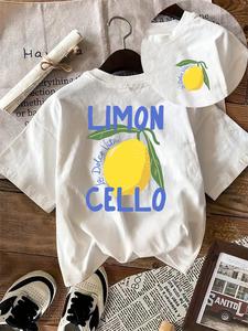 Women's Lemon Print Round Neck Tee, Casual Kawaii Short Sleeve Crew Neck T-Shirt for Summer, Fashion Women's Top for Daily Wear