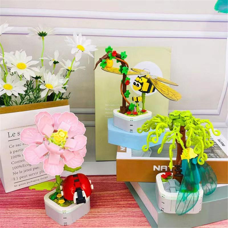Potted Plant Building Blocks (1 Set), Creative Building Blocks Toy, Educational Toy for Kids, Birthday Gift for Boys & Girls 8
