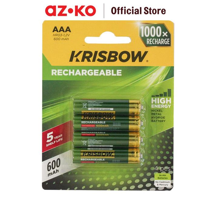 Gambar AZKO Krisbow Set 4 Pcs Baterai Aaa Rechargeable 600 Mah - Hijau Batre Isi Ulang Peralatan Elektronik Battery Rechargeable dari AZKO ID Kota Administrasi Jakarta Pusat Tokopedia