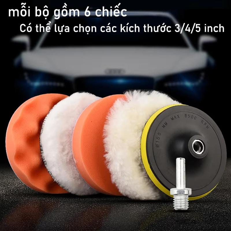 6 Cái/bộ miếng đánh bóng xe hơi Miếng đánh bóng bánh xe 3/4/5 inch miếng đánh…