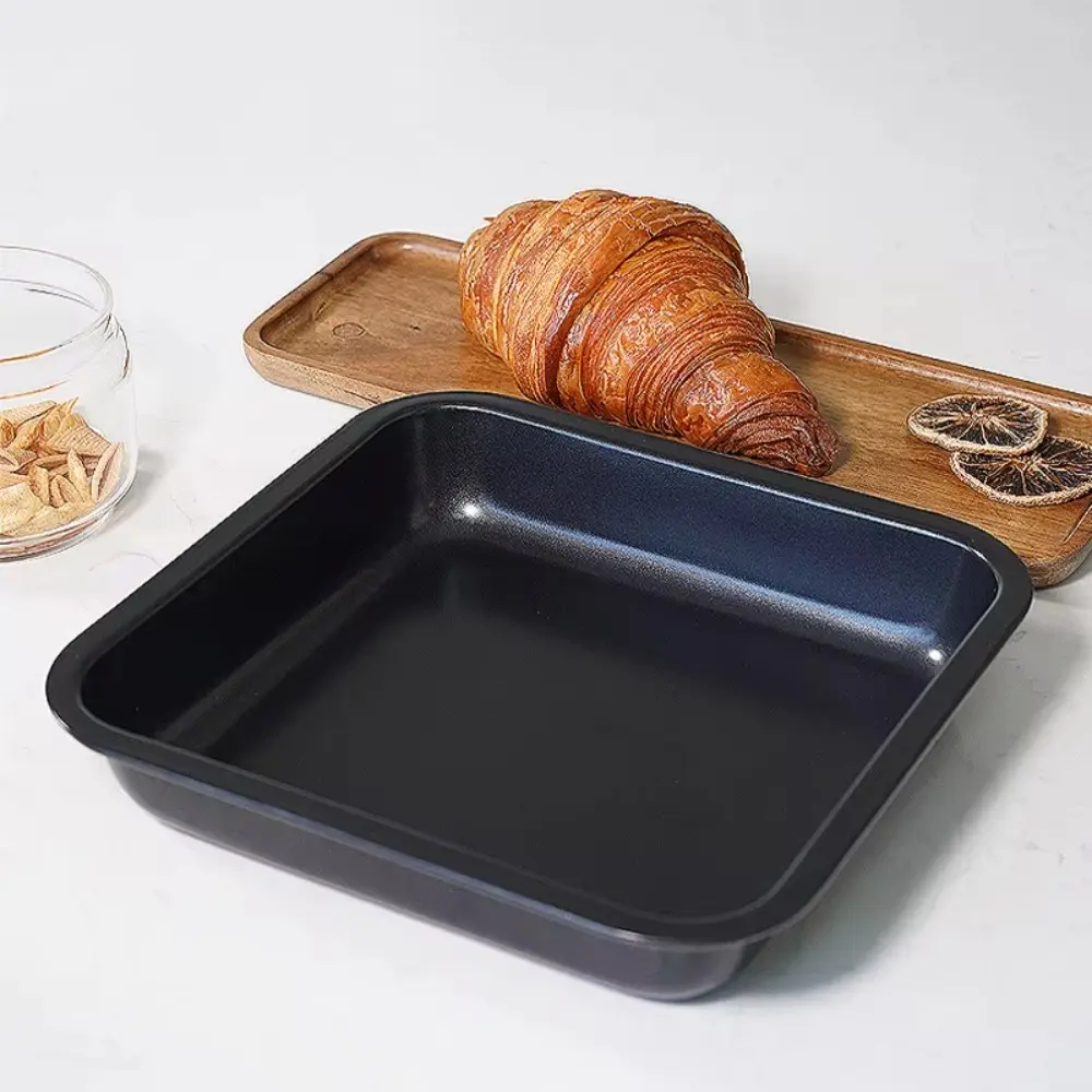 Multifunctional 7/8 in Square Cheesecake Pan Carbon Steel Black/ Cake Mold Non-Stick Baking Tray Tiramisu