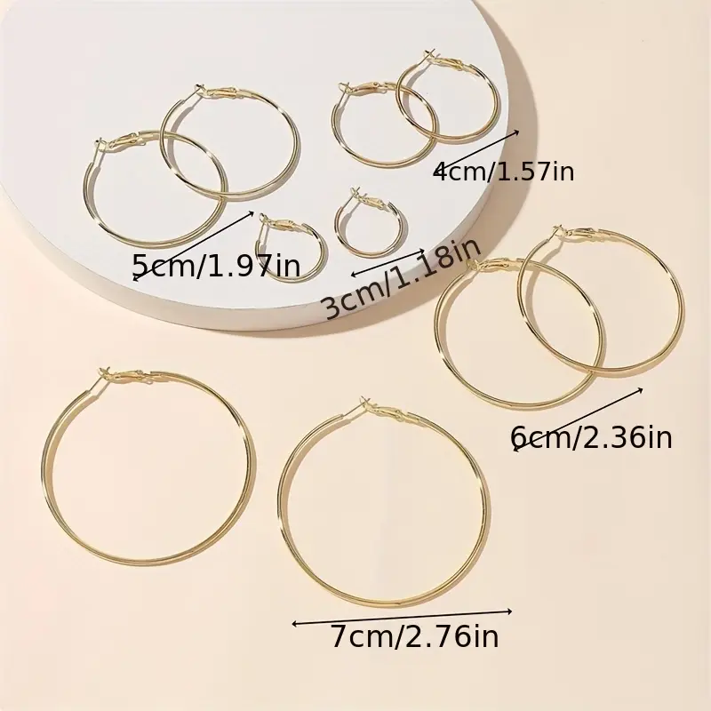 [Golden Fashionable Hoop Earrings] A Pair Of Large Hoop Steel Needle Earrings For Women, Golden In Color, Fashionable And Versatile Ear Hoops Accessories. 5