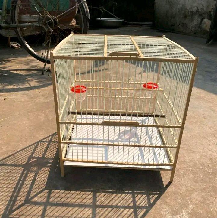 khung lồng  tự rap chim chào mào vuông đấu nan cap quang   kích thước cao 40cm rộng 37cm cắm 21nan