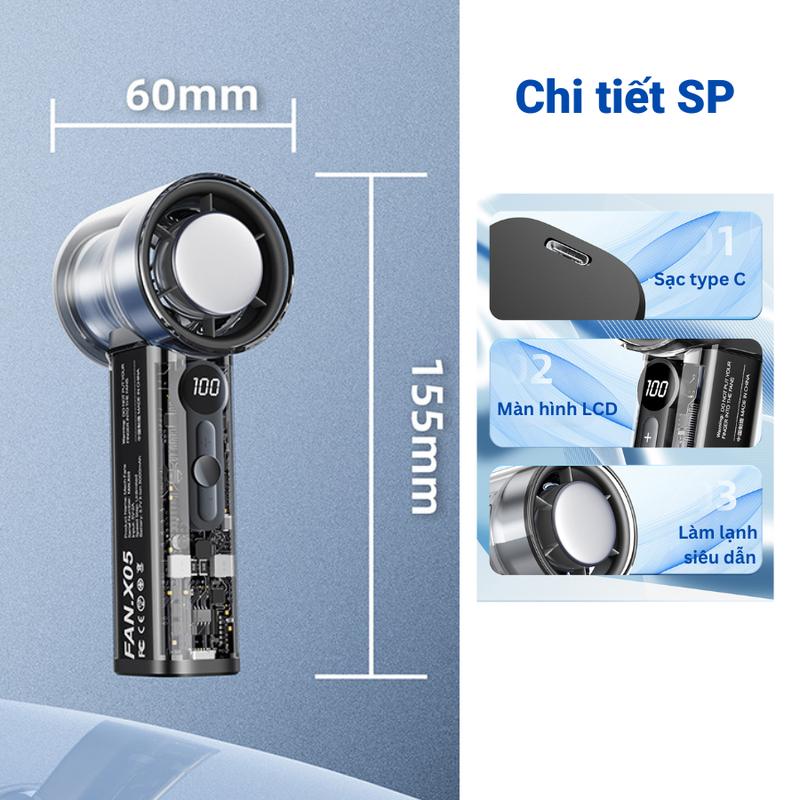 Quạt điều hòa cầm tay làm lạnh 16 độ thời gian sử dụng 30 giờ không ồn kích thước nhỏ máy  quạt  cầm  tay  mini 3