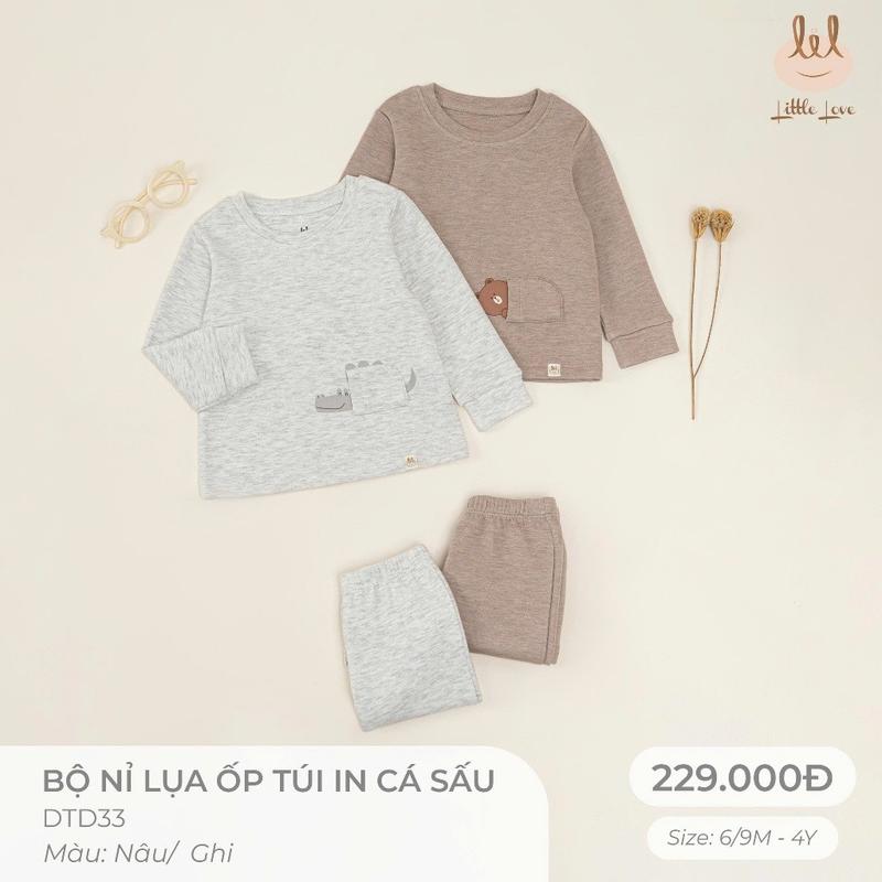 Chất nỉ lụa ốp túi in cá sấu dành cho bé Lil Little Love DTD33