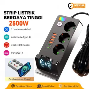 2500W Stop Kontak USB Kabel Serbaguna Multiguna Panjang 2 Meter Original Power Socket Sakelar Independen dengan Power Socket 4 Port USB 10 Port Stop Kontak 2* Type-C Por